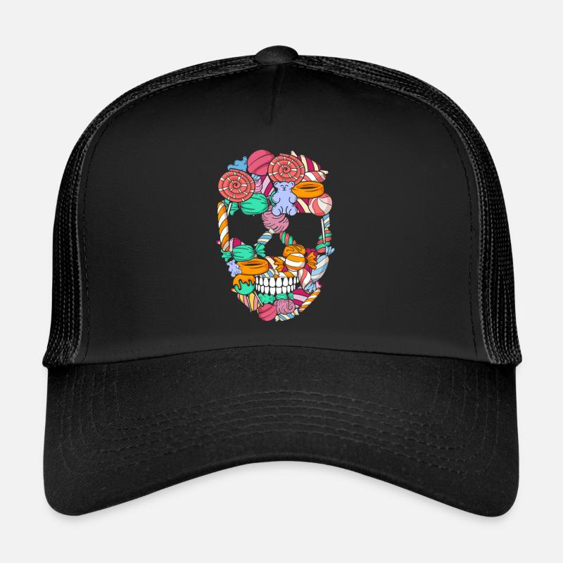 Candy Sweet Sugar Lollipop Dessert Feinschmecker Süßigkeiten - Trucker Cap - Schwarz/Schwarz