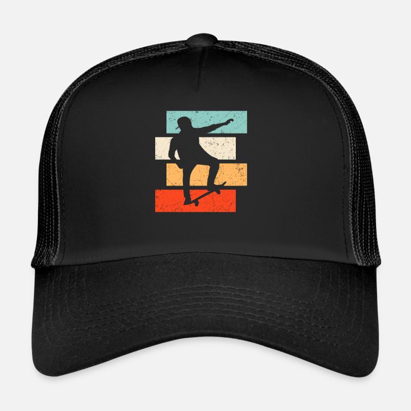 Skate Rétro - Casquette trucker  - noir/noir