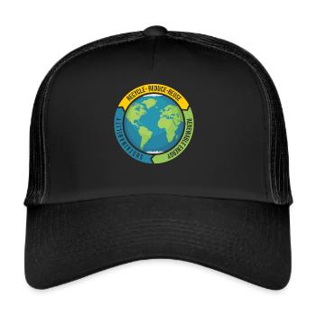 Recyceln Reduzieren Wiederverwenden | Nachhaltig - Trucker Cap - Schwarz/Schwarz - Vorne