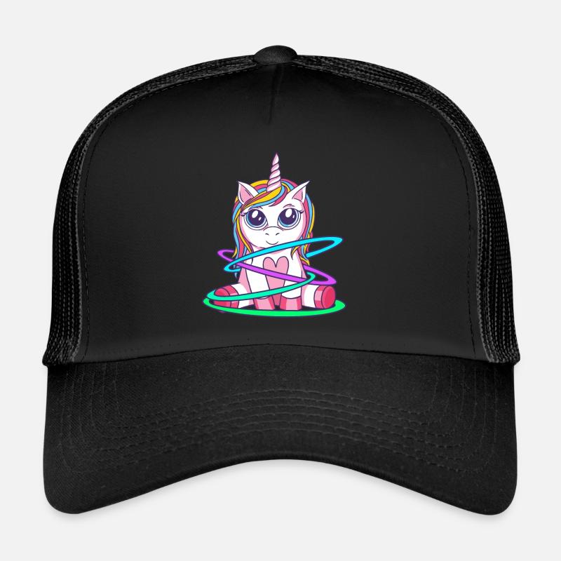 Rainbow Hulacorn Unicorn Rhythmic Gymnastics - Trucker Cap - black/black