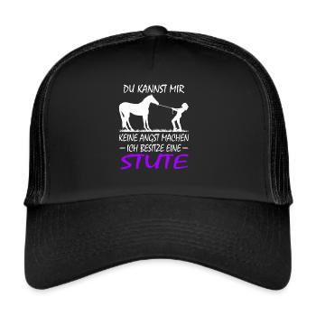 Du kannst mir keine Angst machen Pferd Stute - Trucker Cap - Schwarz/Schwarz - Vorne