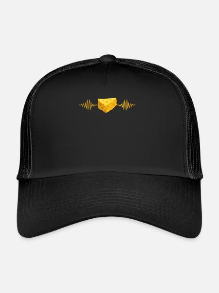 Cheese Heartbeat Cheesy Lover Mozzarella Cheddar - Trucker Cap - black/black - Front