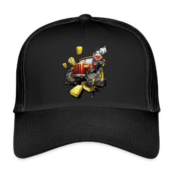 Traktor Bauer Bauernhof Landleben Geschenk - Trucker Cap - Schwarz/Schwarz - Vorne