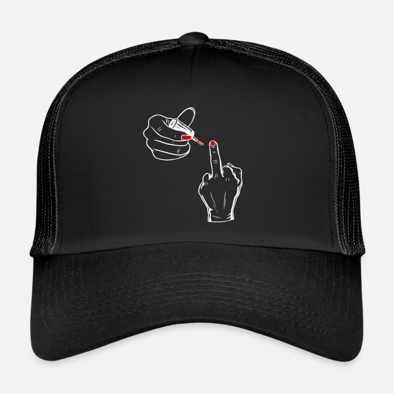 Women's middle finger sarcasm nail polish Trucker Cap