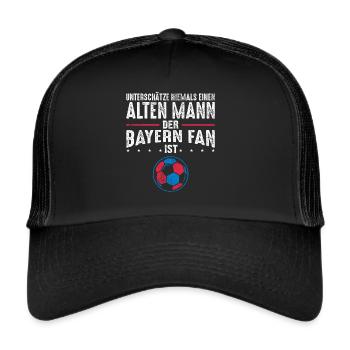 Bayern Männer Fan Geschenkartikel - Trucker Cap - Schwarz/Schwarz - Vorne
