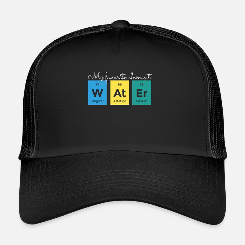 Chemie Wasser Element Periodensystem - Trucker Cap - Schwarz/Schwarz