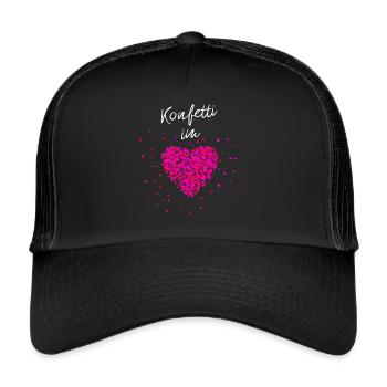 Konfetti im Herzen Fasching Karneval Konfetti - Trucker Cap - Schwarz/Schwarz - Vorne