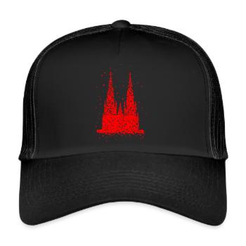Kölner Dom Fasching Karneval Konfetti Kostüm - Trucker Cap - Schwarz/Schwarz - Vorne