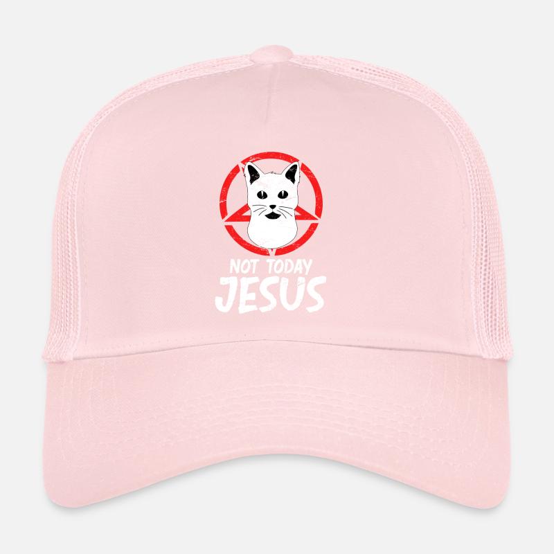 Pas aujourd’hui Jésus Diable Chat Satan Antéchrist Casquette trucker 