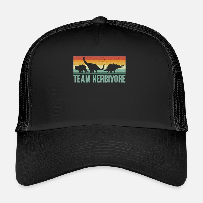 Team Herbivore Vegetarisches Gemüse Dinosaurier Vegan - Trucker Cap - Schwarz/Schwarz