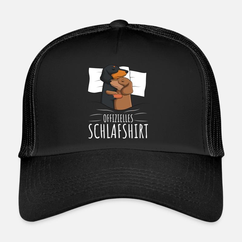 Offizielles Schlafshirt Dackel Hund - Trucker Cap - Schwarz/Schwarz