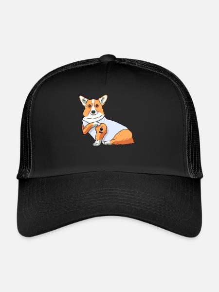 J’aime papa Tatouage Corgi Chien Fête des pères - Casquette trucker  - noir/noir - Devant