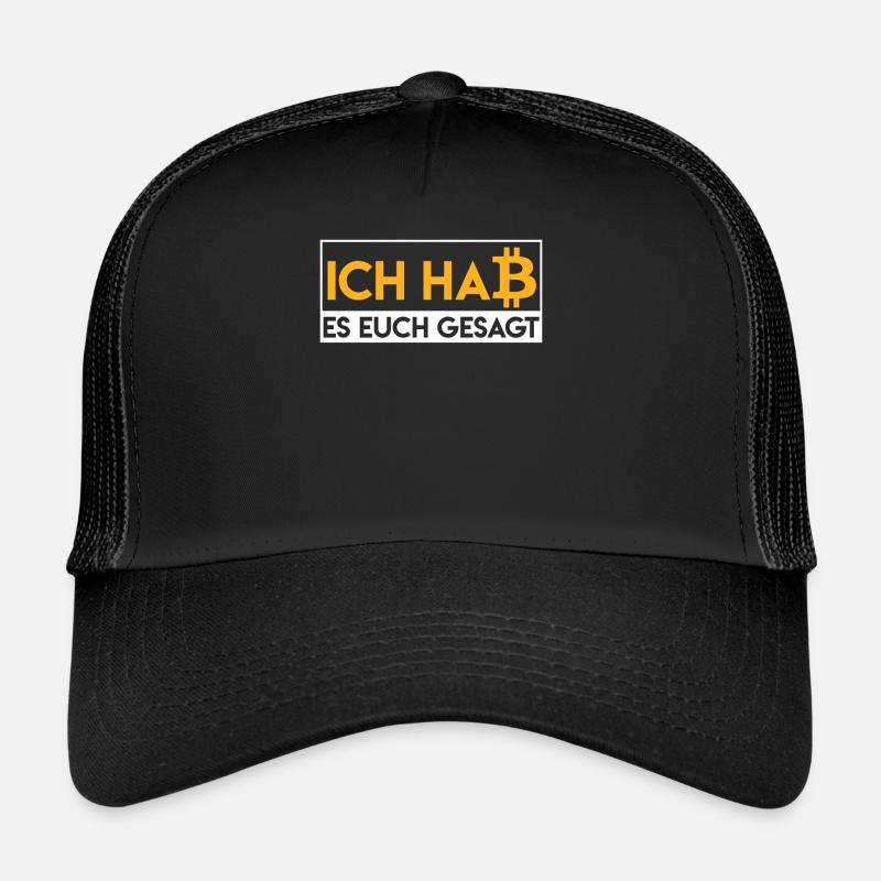 Lustiger Bitcoin Spruch Ich hab es euch ja gesagt - Trucker Cap - Schwarz/Schwarz