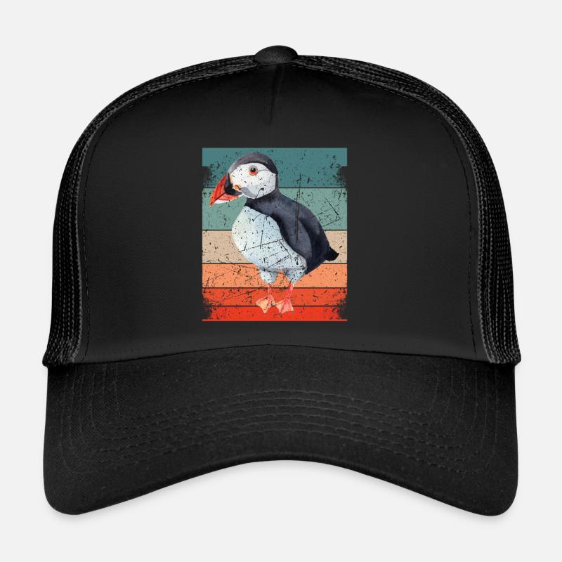Papageitaucher Puffin Papagei Lunde Vogel Geschenk - Trucker Cap - Schwarz/Schwarz