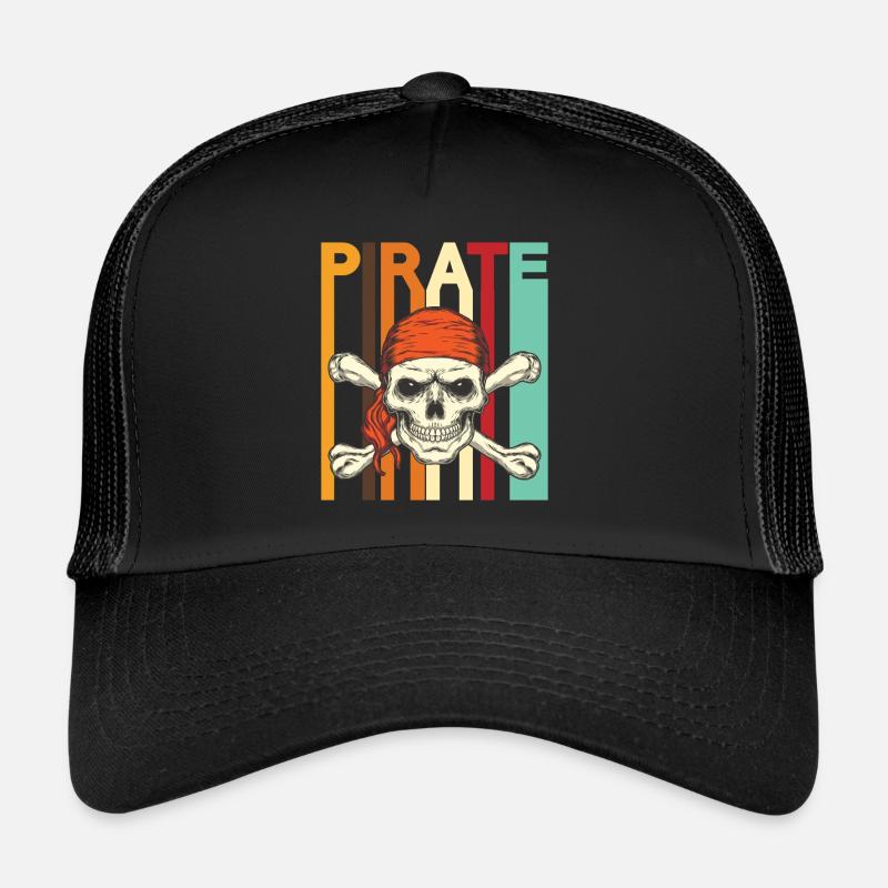 Retro Pirate Skull Design Trucker Cap