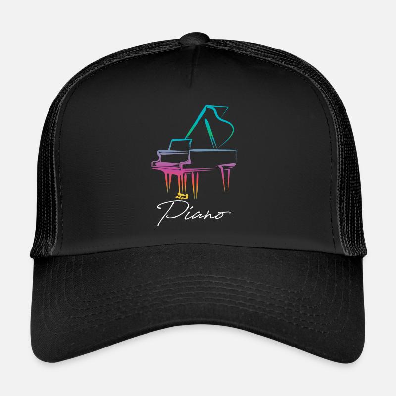 Piano Klavier Pianist Geschenk - Trucker Cap - Schwarz/Schwarz