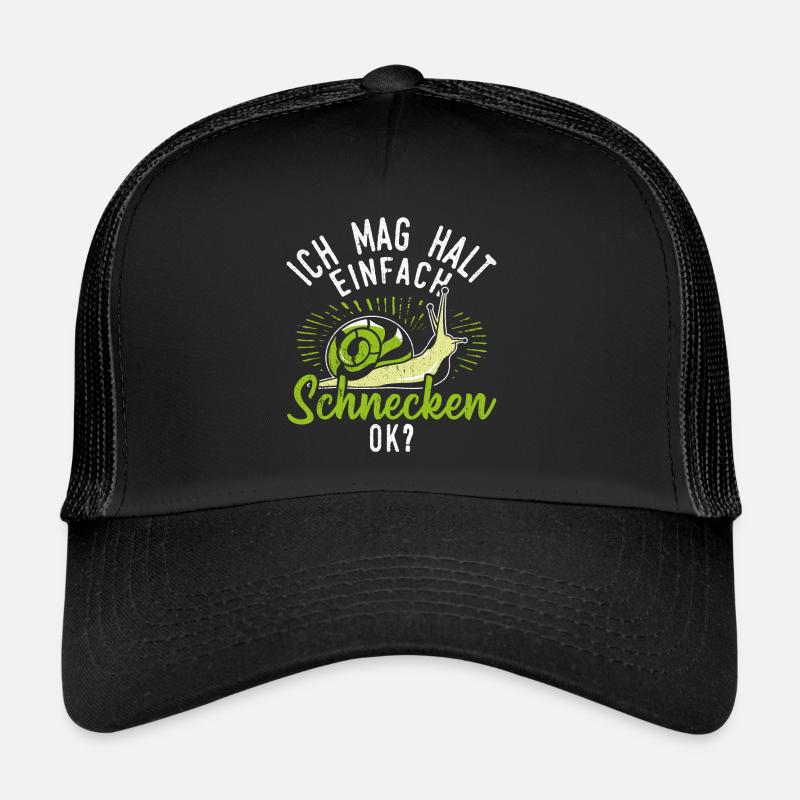 Schnecke Schnecken - Ich mag halt einfach Schnecke - Trucker Cap - Schwarz/Schwarz