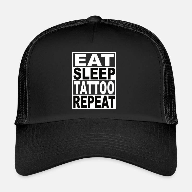 Manger le tatouage de sommeil Répéter Casquette trucker 