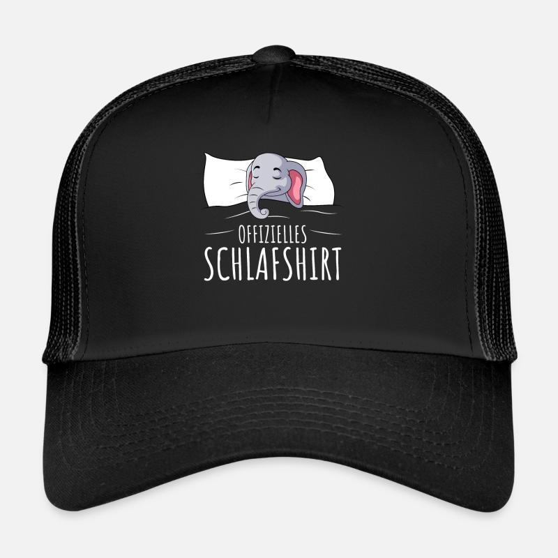 Offizielles Schlafshirt Elefant Schlafen - Trucker Cap - Schwarz/Schwarz