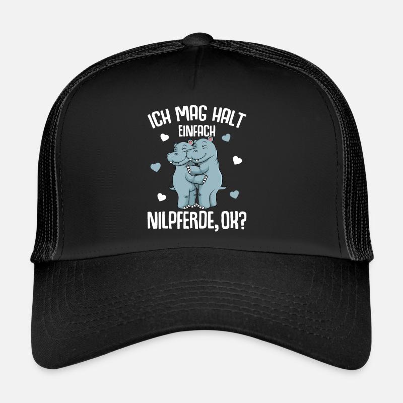 Nilpferd Ich mag halt Nilpferde Hippo - Trucker Cap - Schwarz/Schwarz