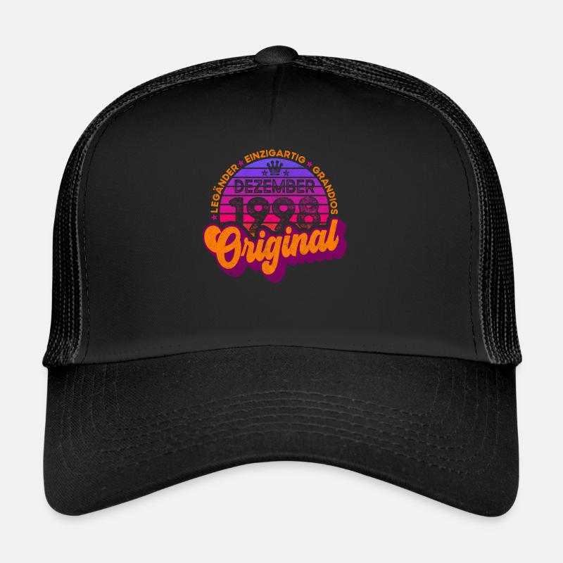 geboren Dezember 1998 Geburtstags Retro Design - Trucker Cap - Schwarz/Schwarz