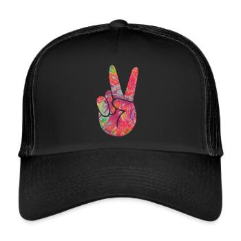 Peace Finger - Trucker Cap - Schwarz/Schwarz - Vorne
