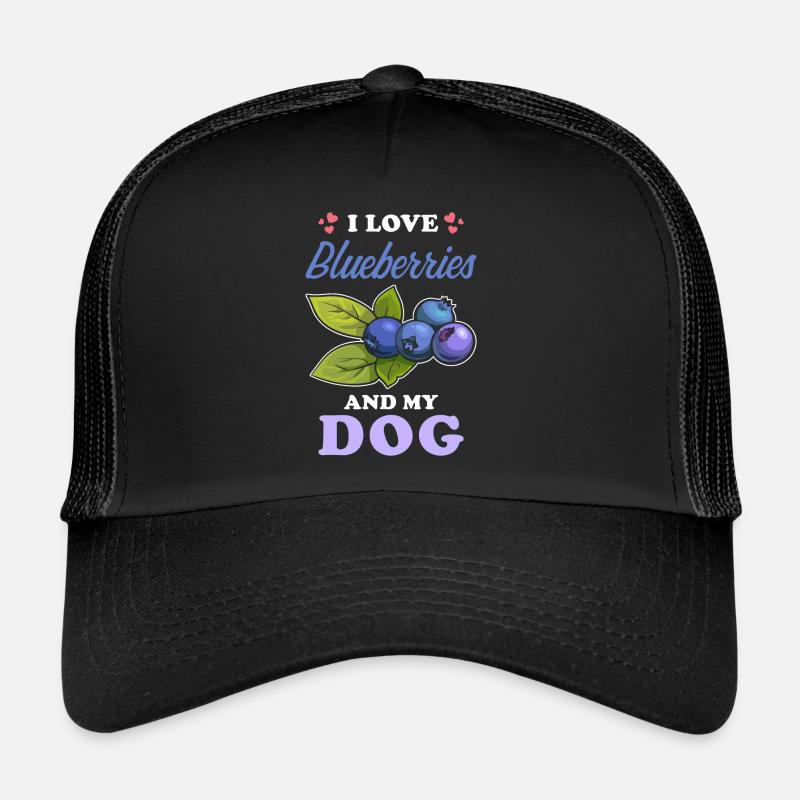 Blaubeeren und Hunde Spruch - Trucker Cap - Schwarz/Schwarz