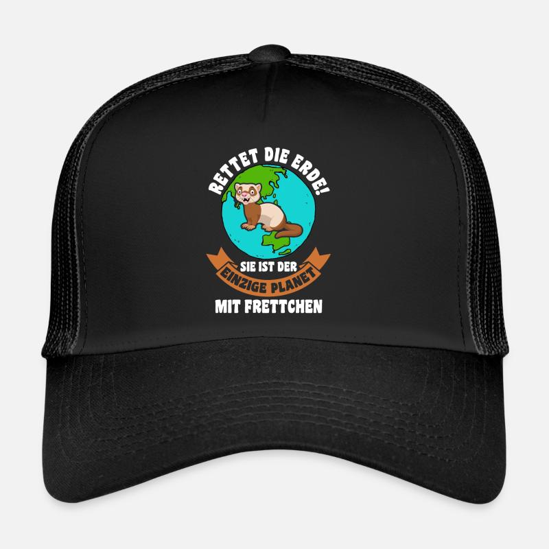 Umweltschutz Tierschutz Frettchen - Trucker Cap - Schwarz/Schwarz