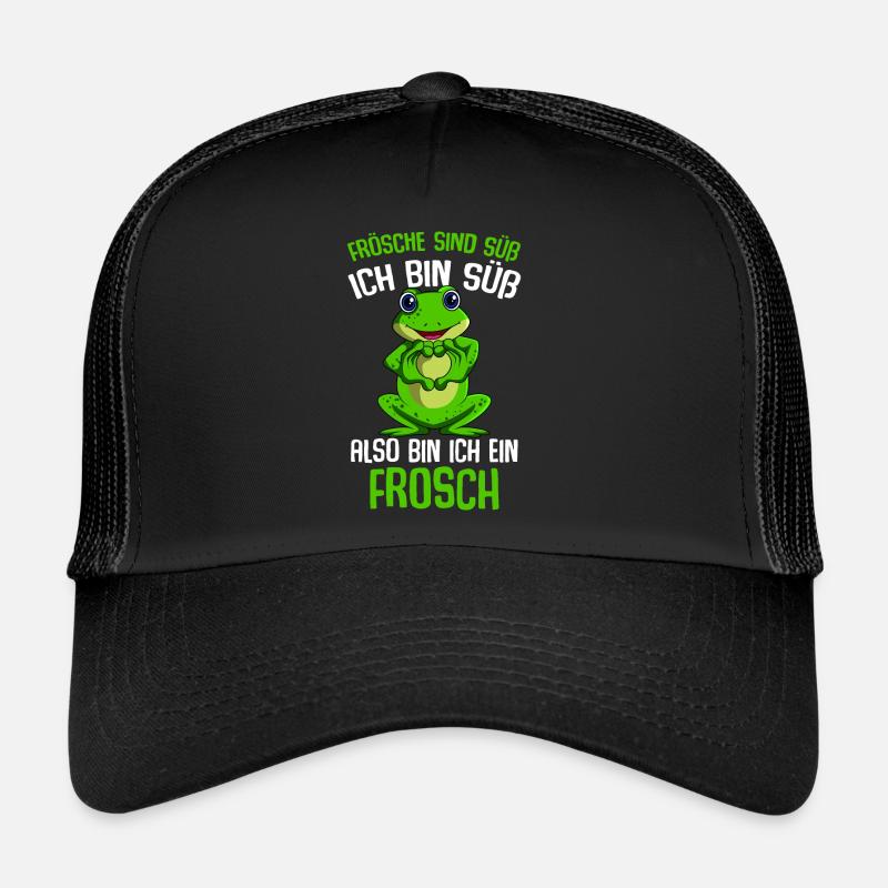 Frösche sind süß Mädchen Kinder Frosch - Trucker Cap - Schwarz/Schwarz