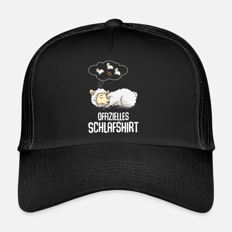 Offizielles Schlafshirt Schafe Schlafen - Trucker Cap - Schwarz/Schwarz