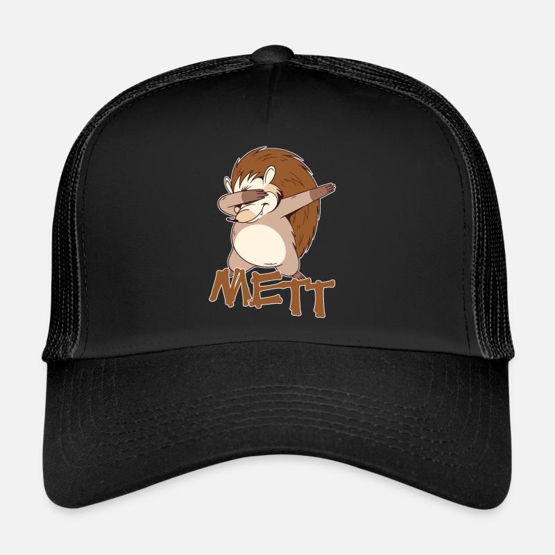 Rettet den Mettigel Mett Hackfleich Mettbrötchen - Trucker Cap - Schwarz/Schwarz