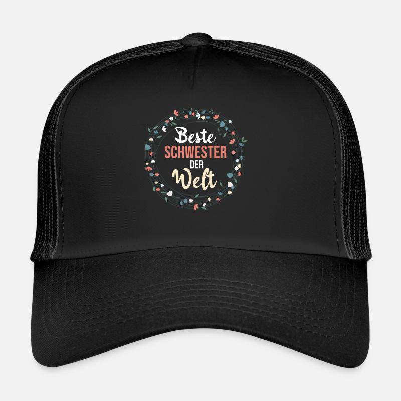 Beste Schwester der Welt - Trucker Cap - Schwarz/Schwarz