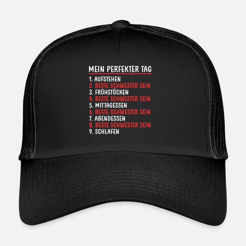 Beste Schwester - Trucker Cap - Schwarz/Schwarz