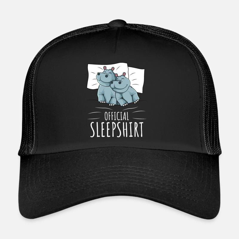 Nilpferd Schlafshirt Hippo - Trucker Cap - Schwarz/Schwarz