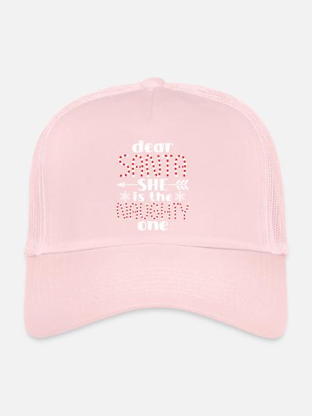 Dear Santa She Is the Naughty One Funny Christmas - Trucker Cap - pale pink - Front