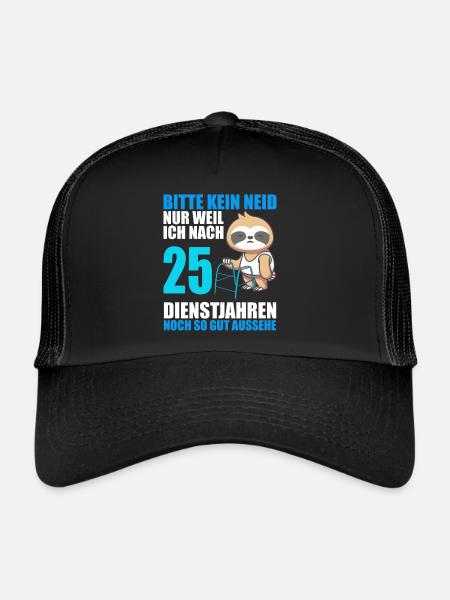 25 Jahre im Dienst 25 Jähriges Dienstjubiläum - Trucker Cap - Schwarz/Schwarz