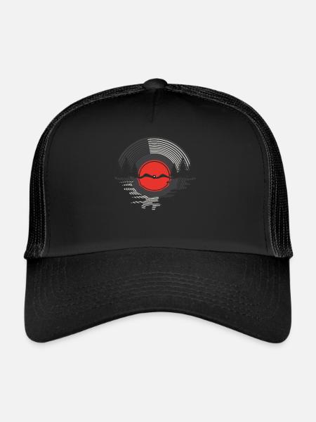 Vinyl Record Album Classic Music Player Lover - Trucker Cap - Schwarz/Schwarz - Vorne