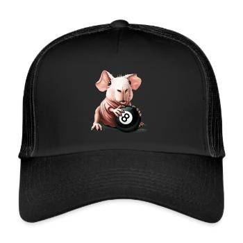 Skinny Pig Guinea Pig Billiard Ball Funny - Trucker Cap - black/black - Front