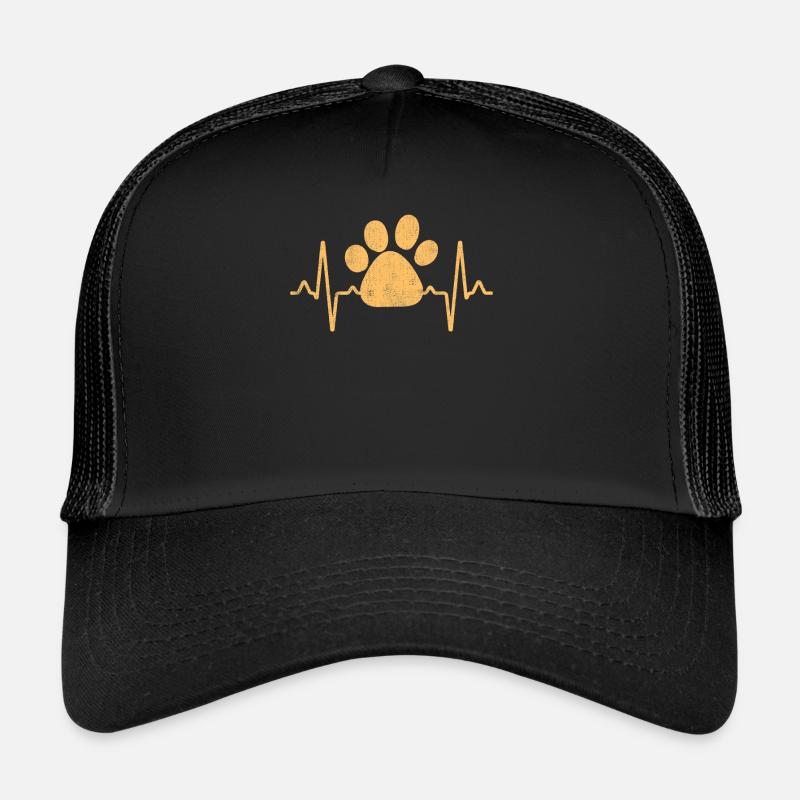 Hunde Pfote Herzschlag - Trucker Cap - Schwarz/Schwarz