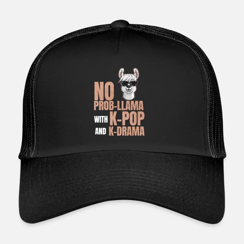 No Prob-Llama with K-Pop & K-Drama Kpop Musik Lama Trucker Cap