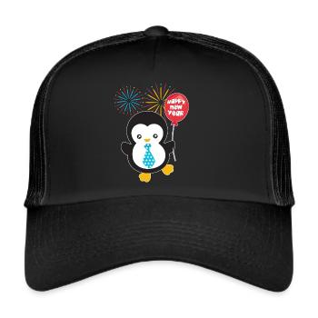 New Year's Eve Penguin - New Year's Eve Penguin - Trucker Cap - black/black - Front