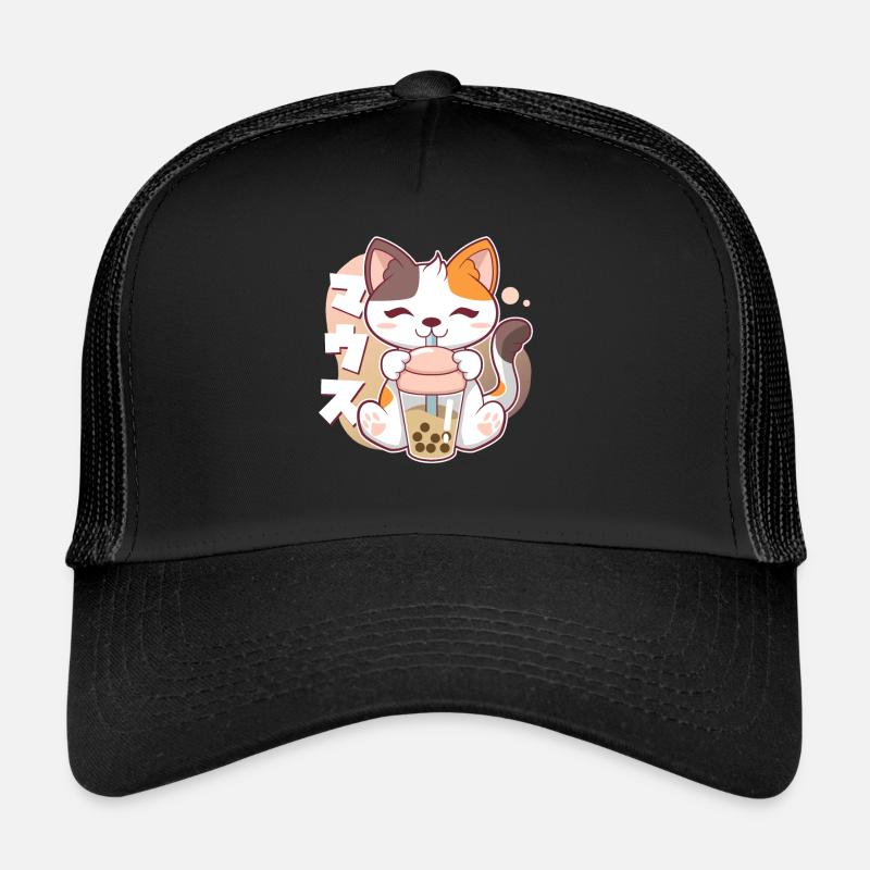 Chat Boba Bubble Tea Kawaii Anime Neko Casquette trucker 