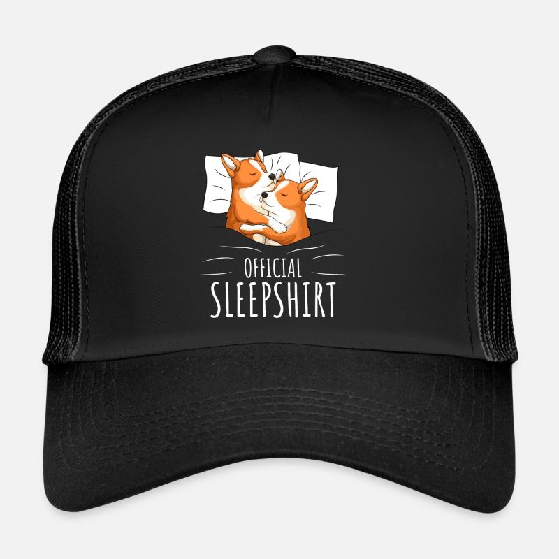Corgi Hund Schlafshirt Geschenk - Trucker Cap - Schwarz/Schwarz