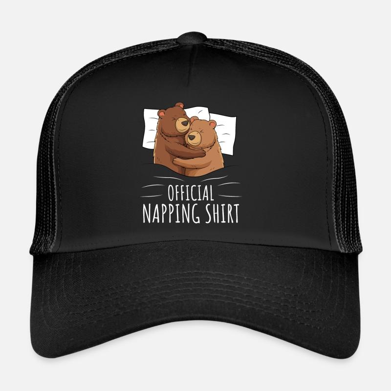 Bär Schlafshirt Bären Geschenk - Trucker Cap - Schwarz/Schwarz