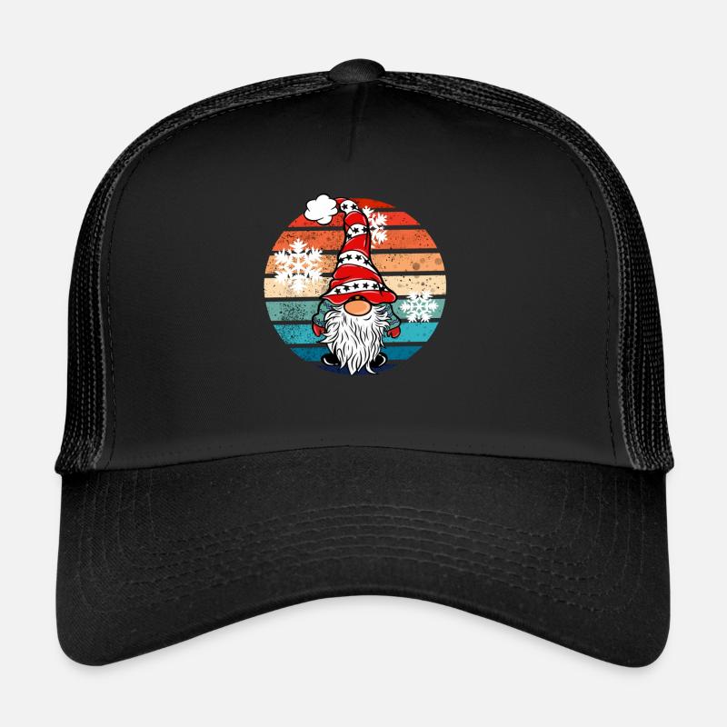 Retro Weihnachts Wichtel mit Schneeflocken Trucker Cap