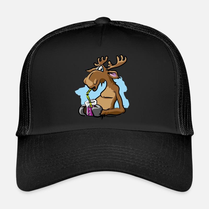 Schweden Elch Rentier Blaubeeren Blubber Comic - Trucker Cap - Schwarz/Schwarz
