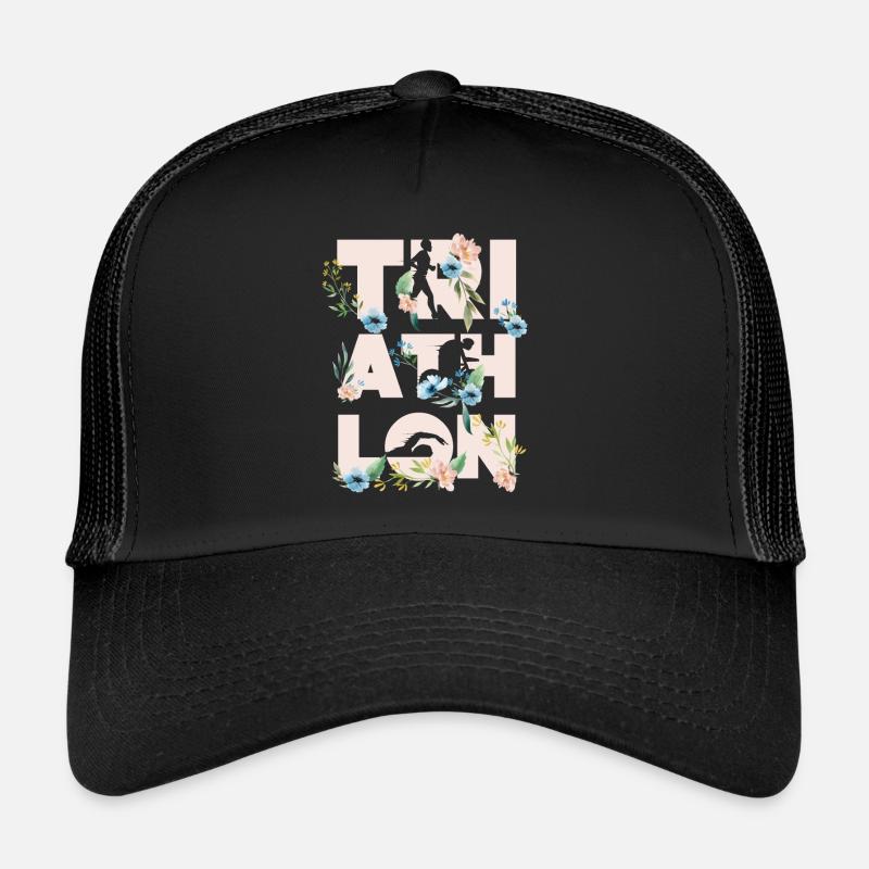 Triathlon Natation Cyclisme Course à pied - Casquette trucker  - noir/noir