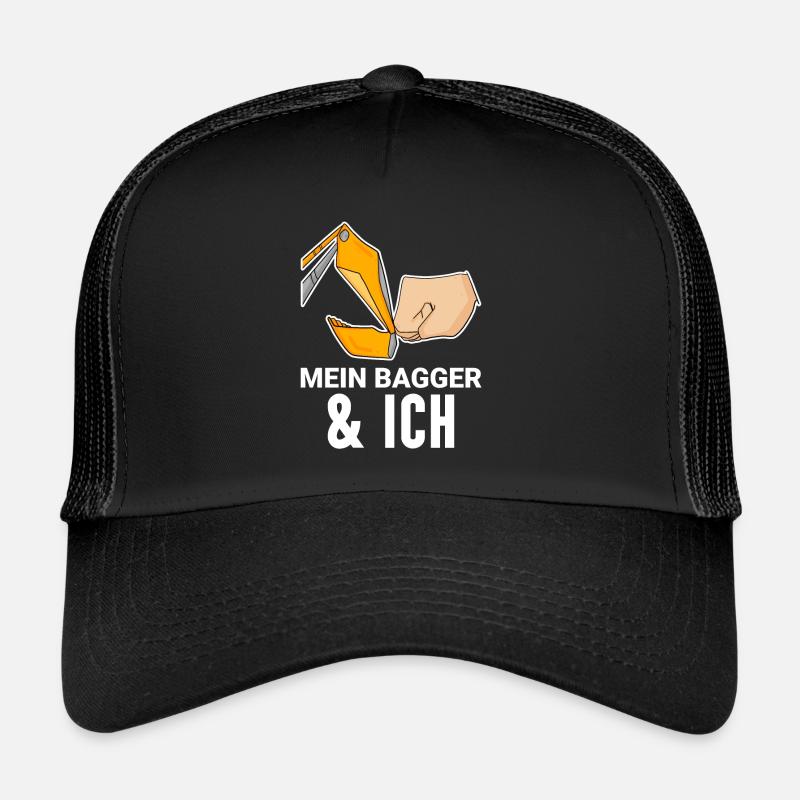 Bagger Baggerfahrer Spruch - Trucker Cap - Schwarz/Schwarz