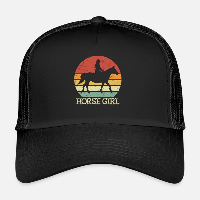 Pferd Mädchen Reiten Reiten Reitsport - Trucker Cap - Schwarz/Schwarz