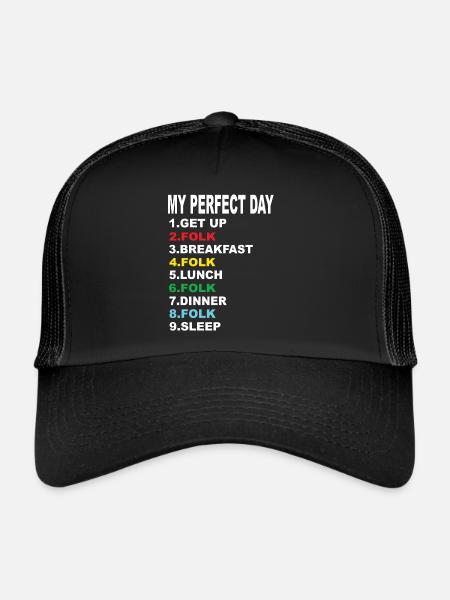 My Perfect Day Folk - Trucker Cap - black/black - Front